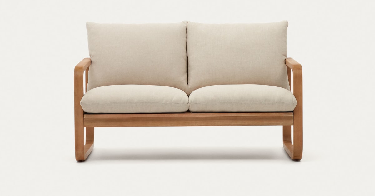 Wooden couch with cushions discount