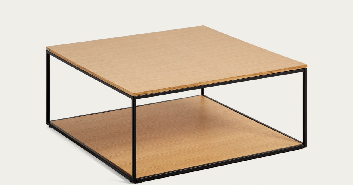 Yoana coffee table with oak wood veneer and painted black