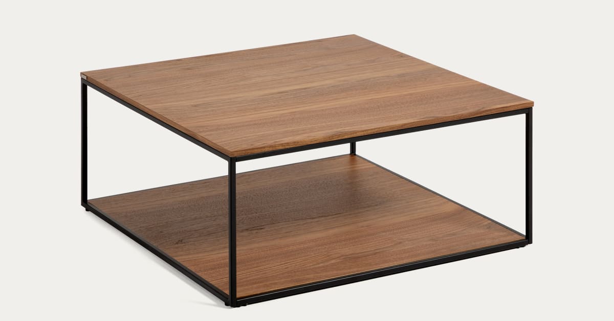 Yoana coffee table with walnut veneer and painted black