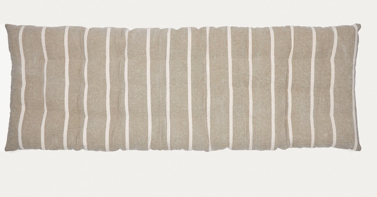 CRUCIANI ポーチ AU20.601 VAR.57 CAPPUCCINO Margarida 100% beige cotton bench cushion with mustard