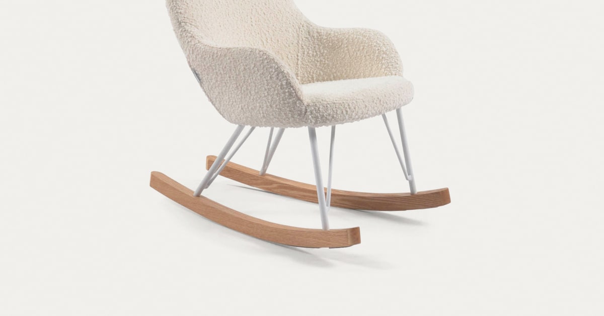 Joey children s rocking chair in white boucle Kave Home