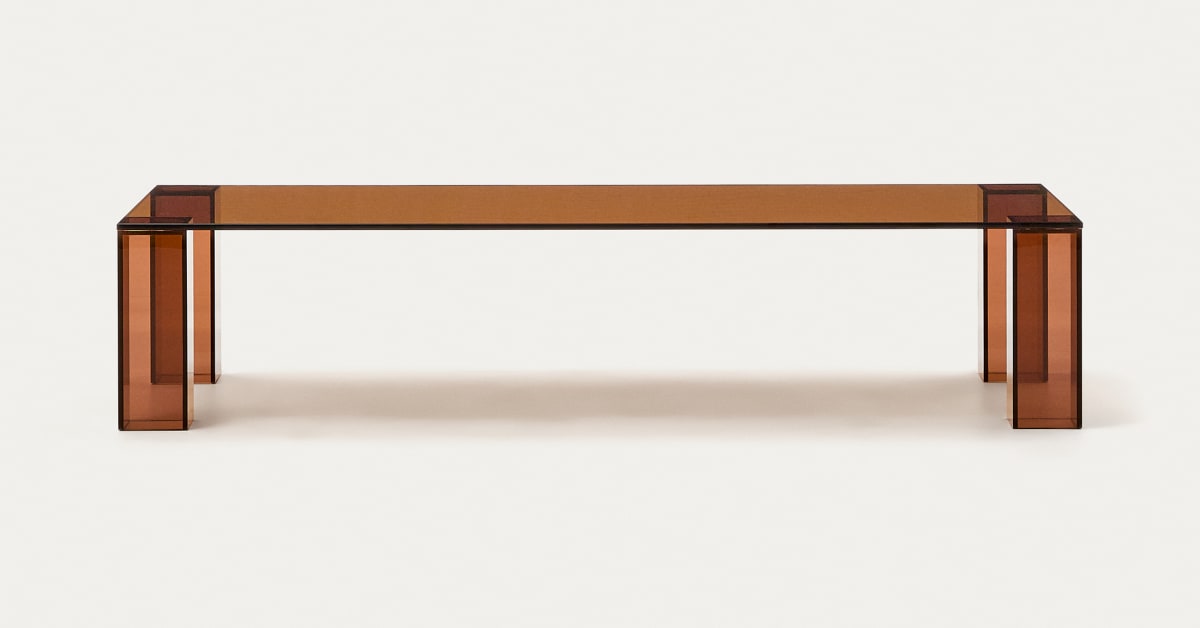 Adularia brown temperedglass coffee table 140 x 60 cm Kave Home