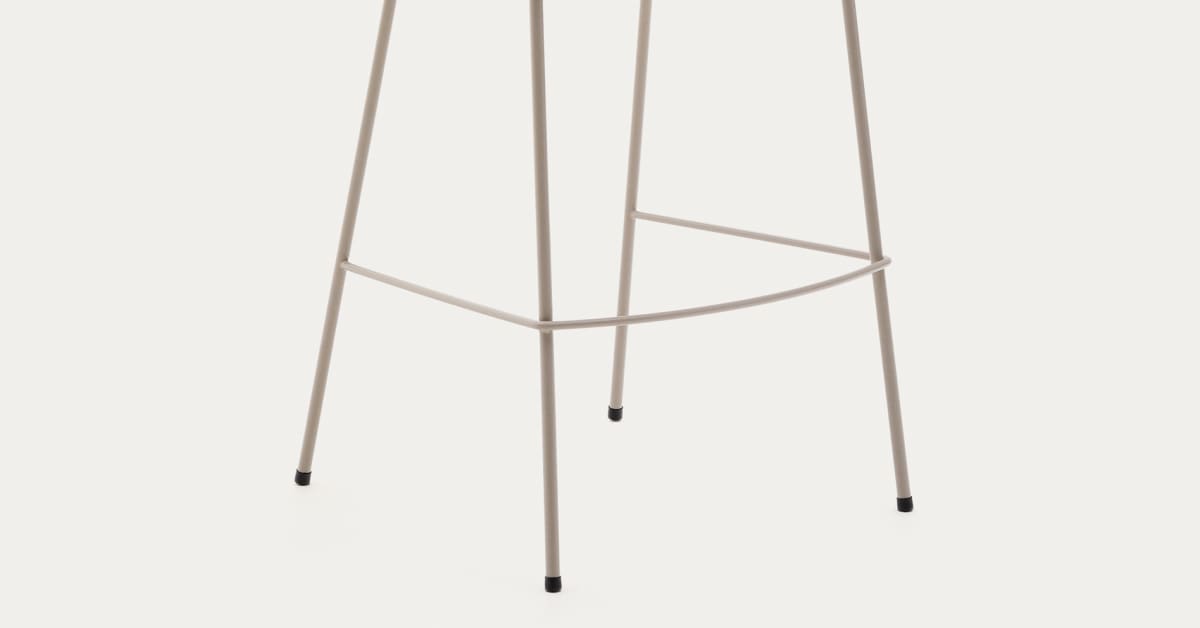 Yvette stool in beige chenille and steel legs in a beige finish 75 cm