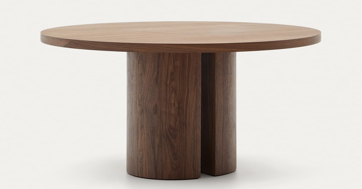 Table ronde Nealy en placage de noyer finition foncée Ø 150 cm | Kave ...