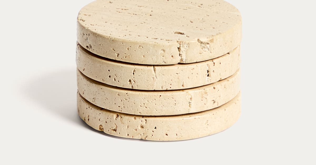 Set Di 4 Sottobicchieri In Ardesia Con Piedini In Gomma - Diametro 10 Cm - Foto 5