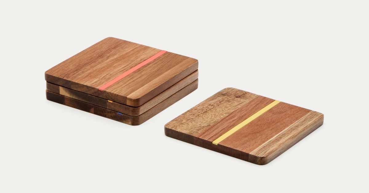 Set Di 4 Sottobicchieri Nover In Legno Di Acacia FSC 100