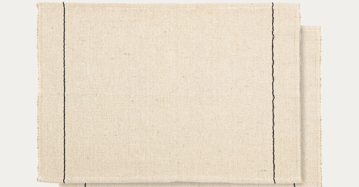 Set 6 tovagliette americane in lino grigio chiaro con frange