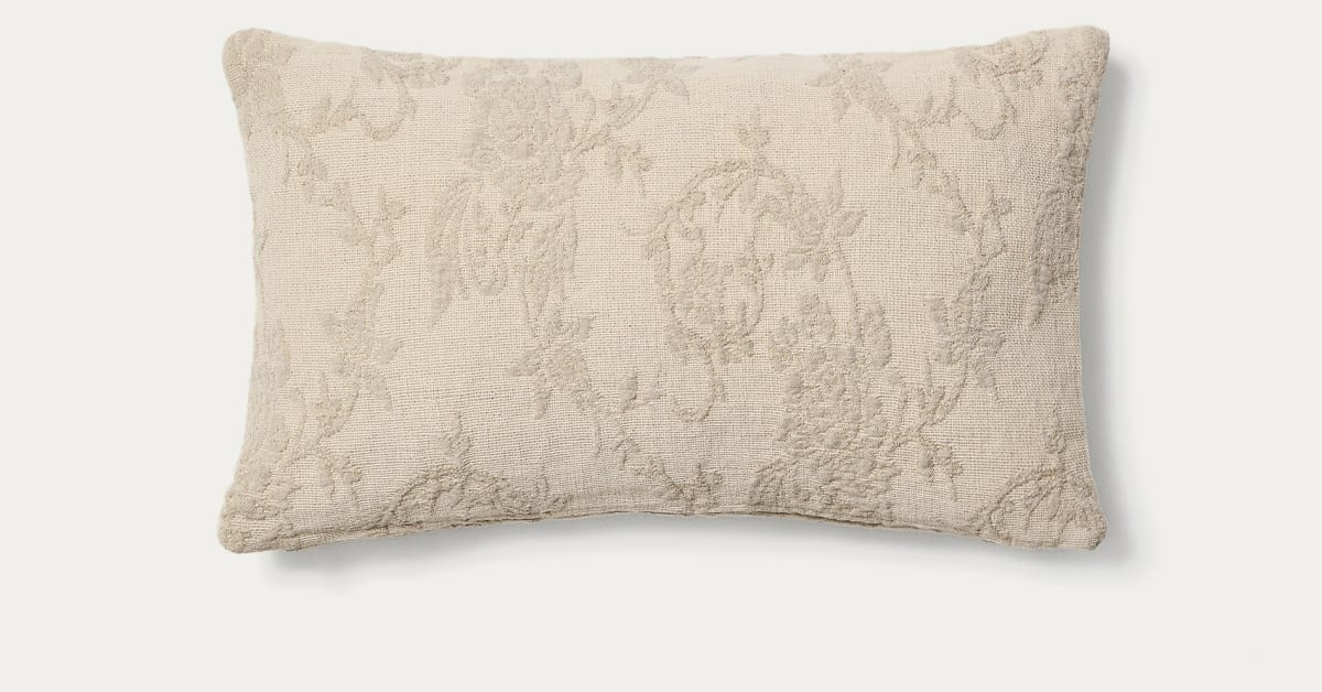 Fodera Per Cuscino Jacquard Furn. Frida - Design Astratto Ispirato All'Arte Popolare, Retro In Lino, Con Finiture Smerlate - 3