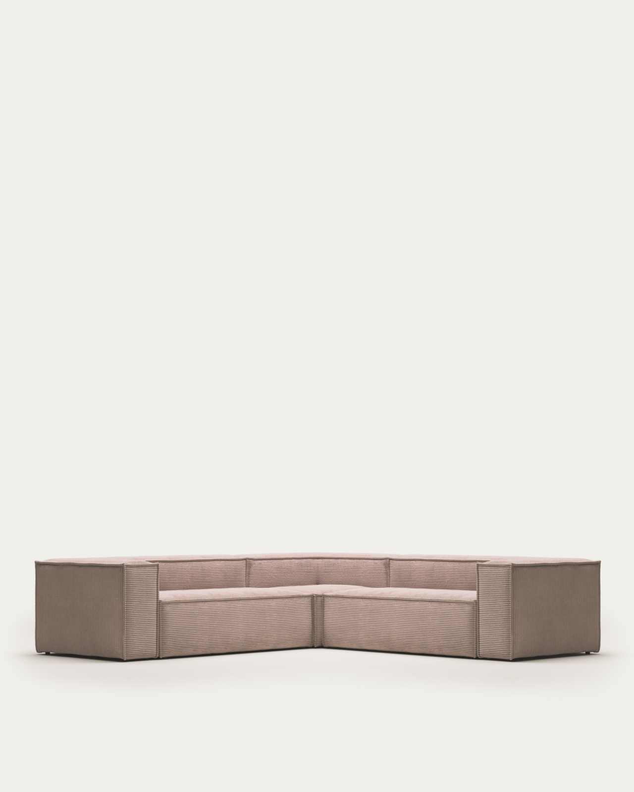 Blok fire-retardant 4-seater corner sofa in thick pink corduroy 290 x 290cm FSC Mix Credit