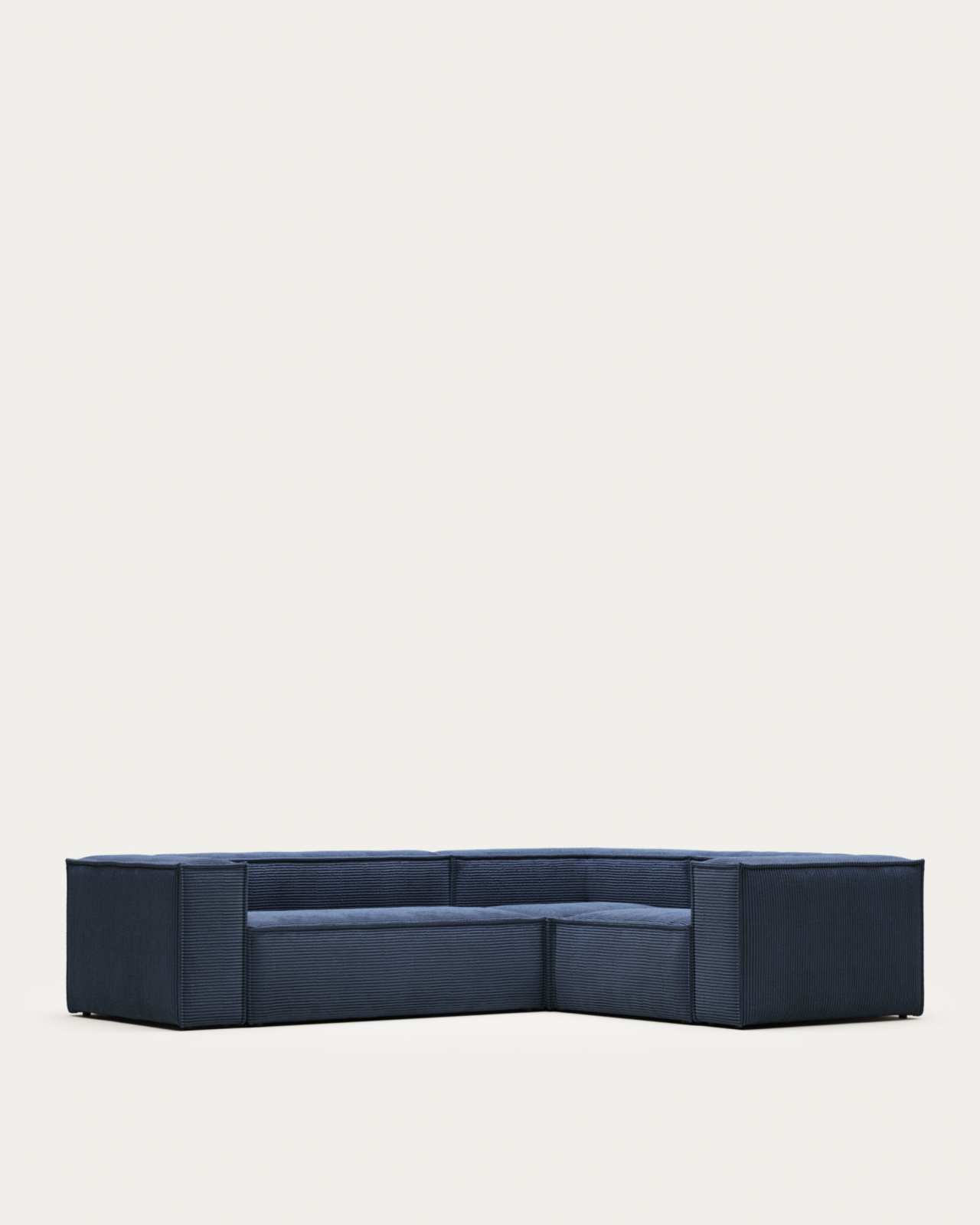 Blok fire-retardant 3-seater corner sofa in thick blue corduroy 90 x 230cm/230 x 290cm FSC Mix Credit