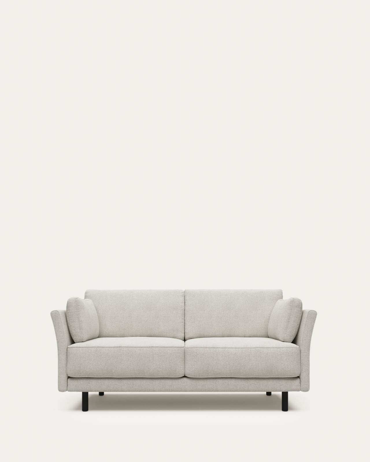 Gilma 2 seater sofa in white fleece with black finish legs, 170 cm FR