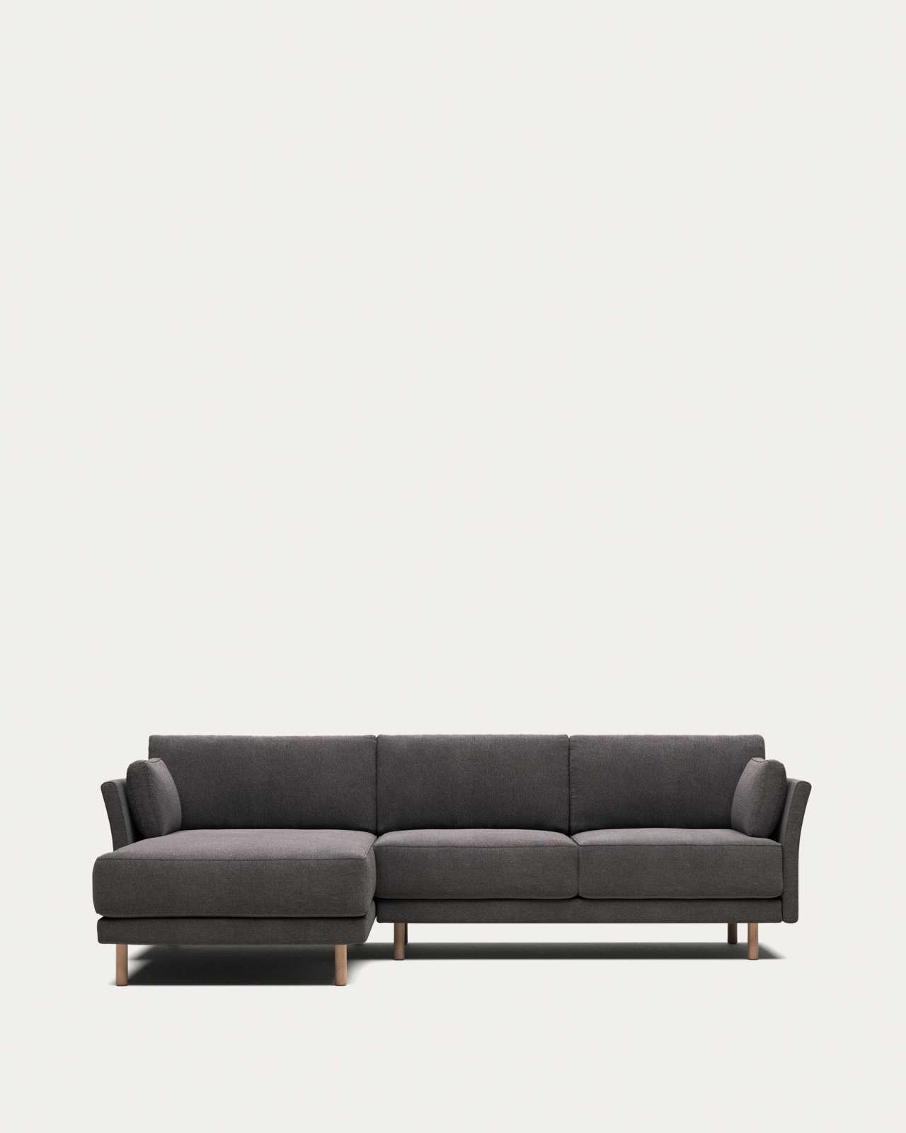 Gilma 3 seater sofa w/ left/right side chaise in grey and natural finish legs, 260 cm FR