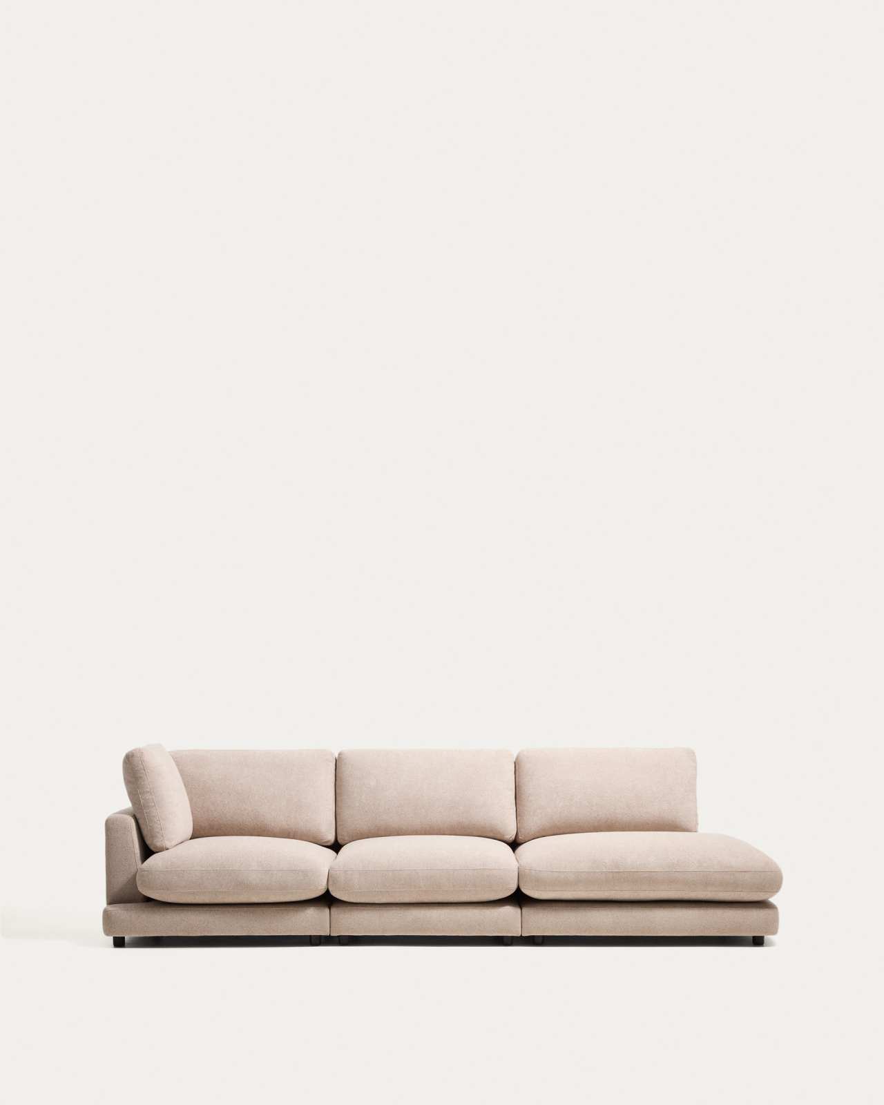 Gala 4-seater modular sofa with end module right side in beige micro bouclé FSC Mix Credit 315cm