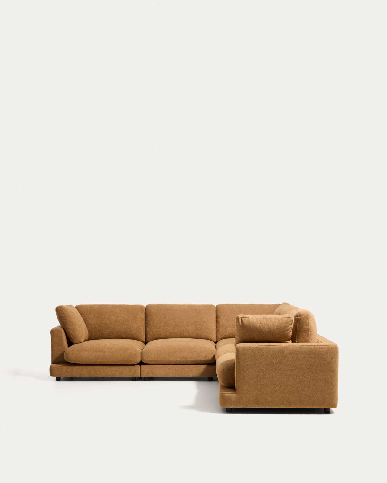 Gala 6-seater corner sofa in mustard micro bouclé FSC Mix Credit 300 x 300cm