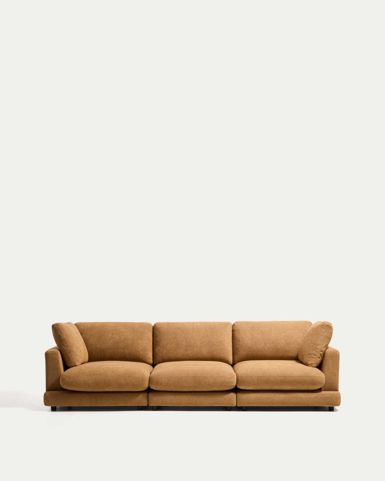 Gala 4-seater sofa in mustard micro bouclé FSC Mix Credit 300cm