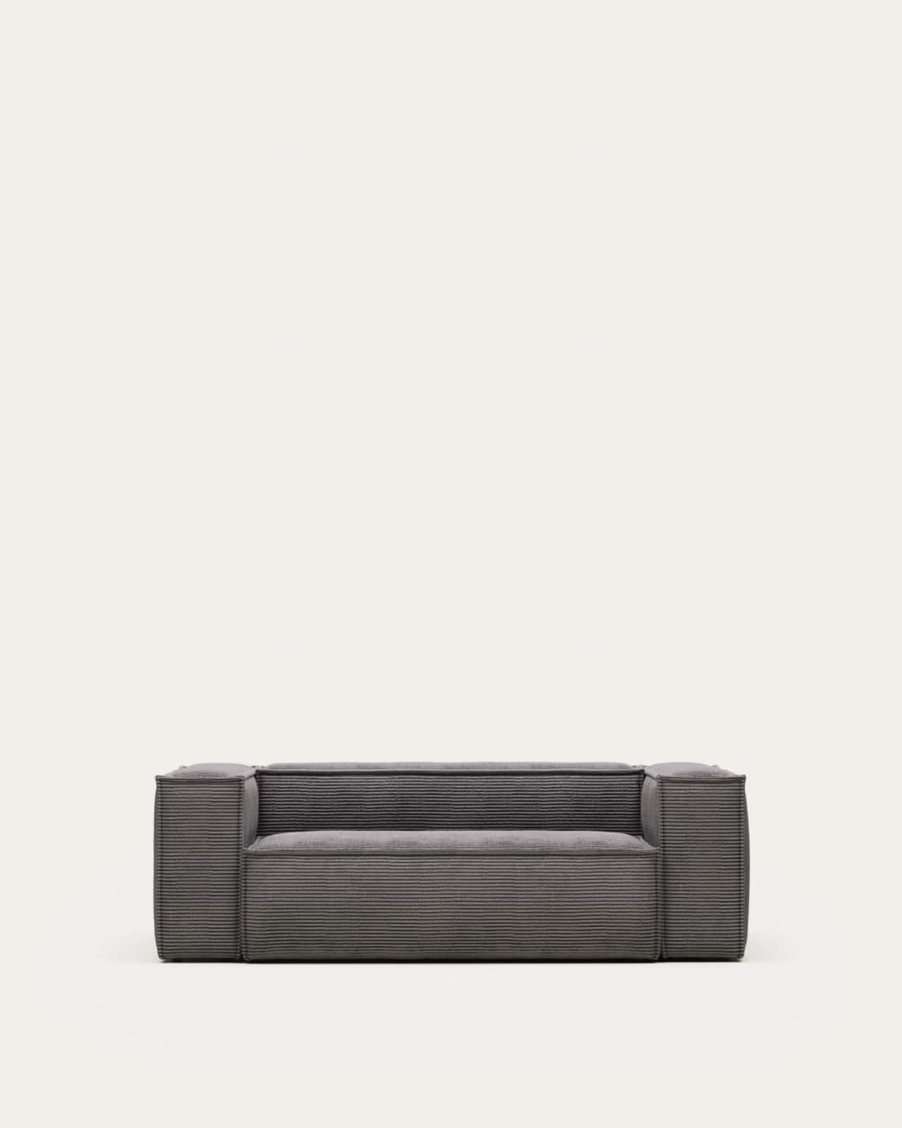 Blok 2 seater sofa in grey corduroy, 210 cm FR