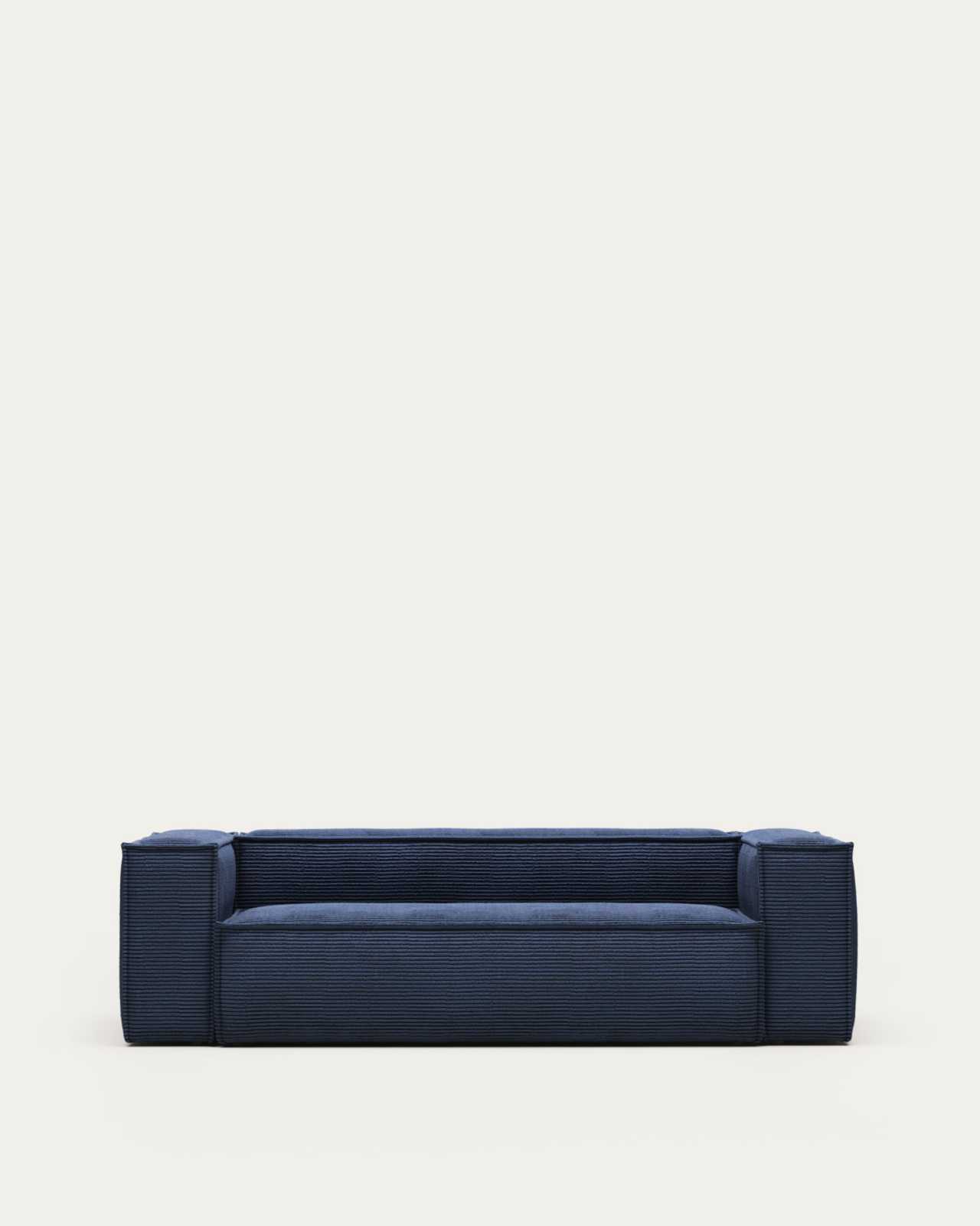 Blok fire-retardant 3-seater sofa in thick blue corduroy 240cm FSC Mix Credit