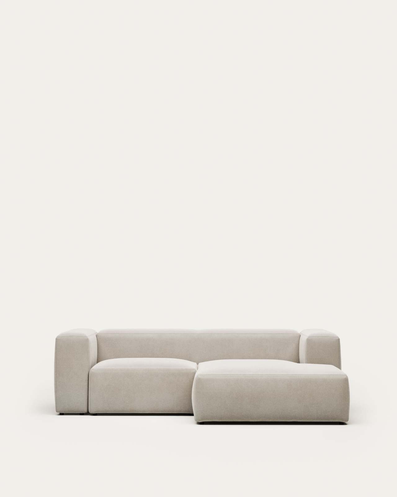 Blok fire-retardant 2-seater sofa with right chaise longue in white chenille 240cm