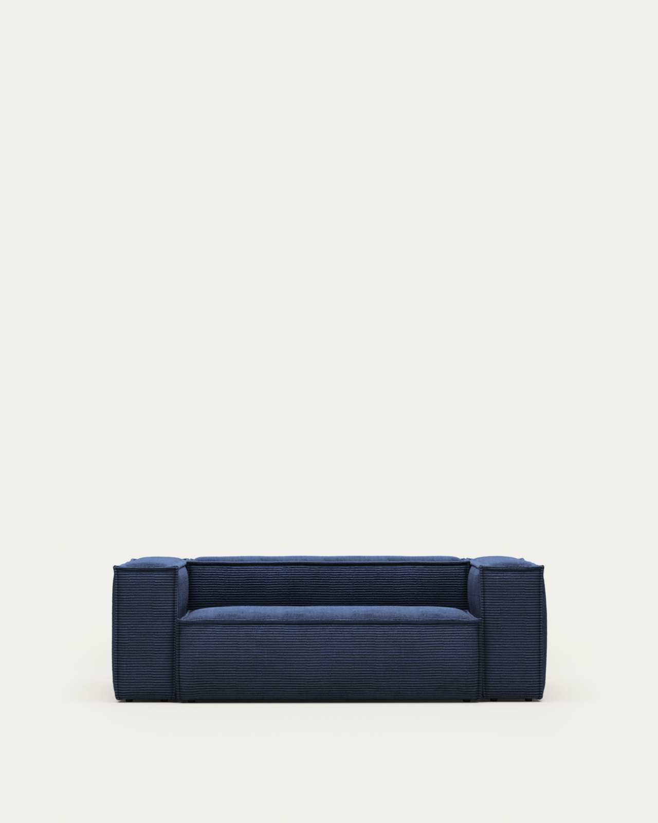 Blok fire-retardant 2-seater sofa in thick blue corduroy 210cm FSC Mix Credit