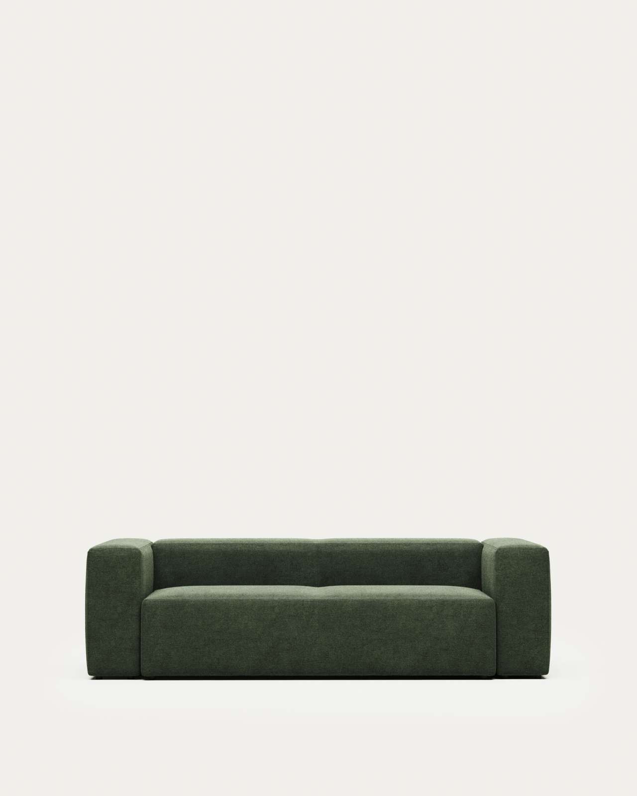 Blok fire-retardant 3-seater sofa in green chenille 240cm