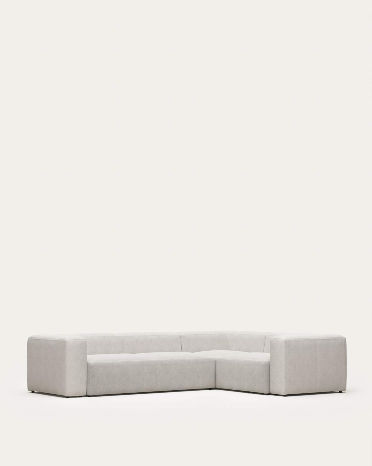 Blok 4 seater corner sofa in white fleece, 320 x 230 cm / 230 x 320 cm FR