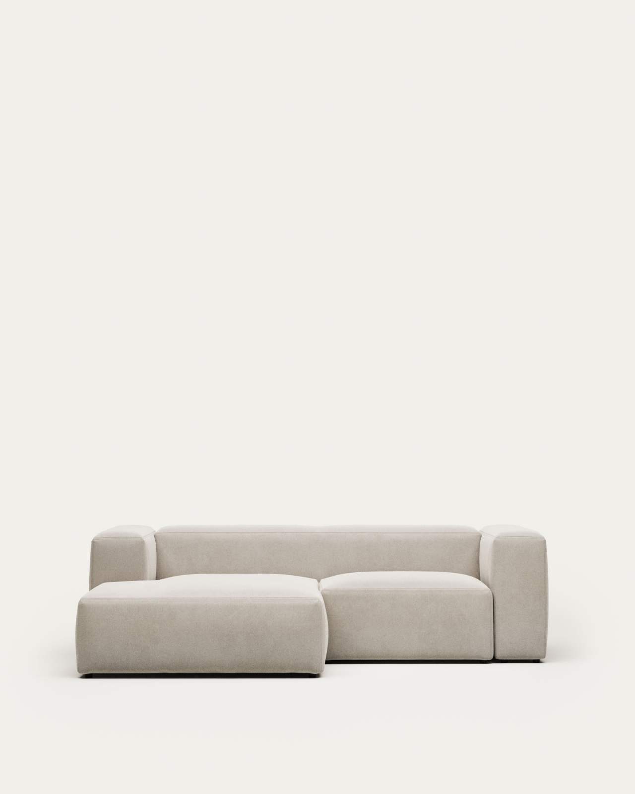 Blok fire-retardant 2-seater sofa with left chaise longue in white chenille 240cm