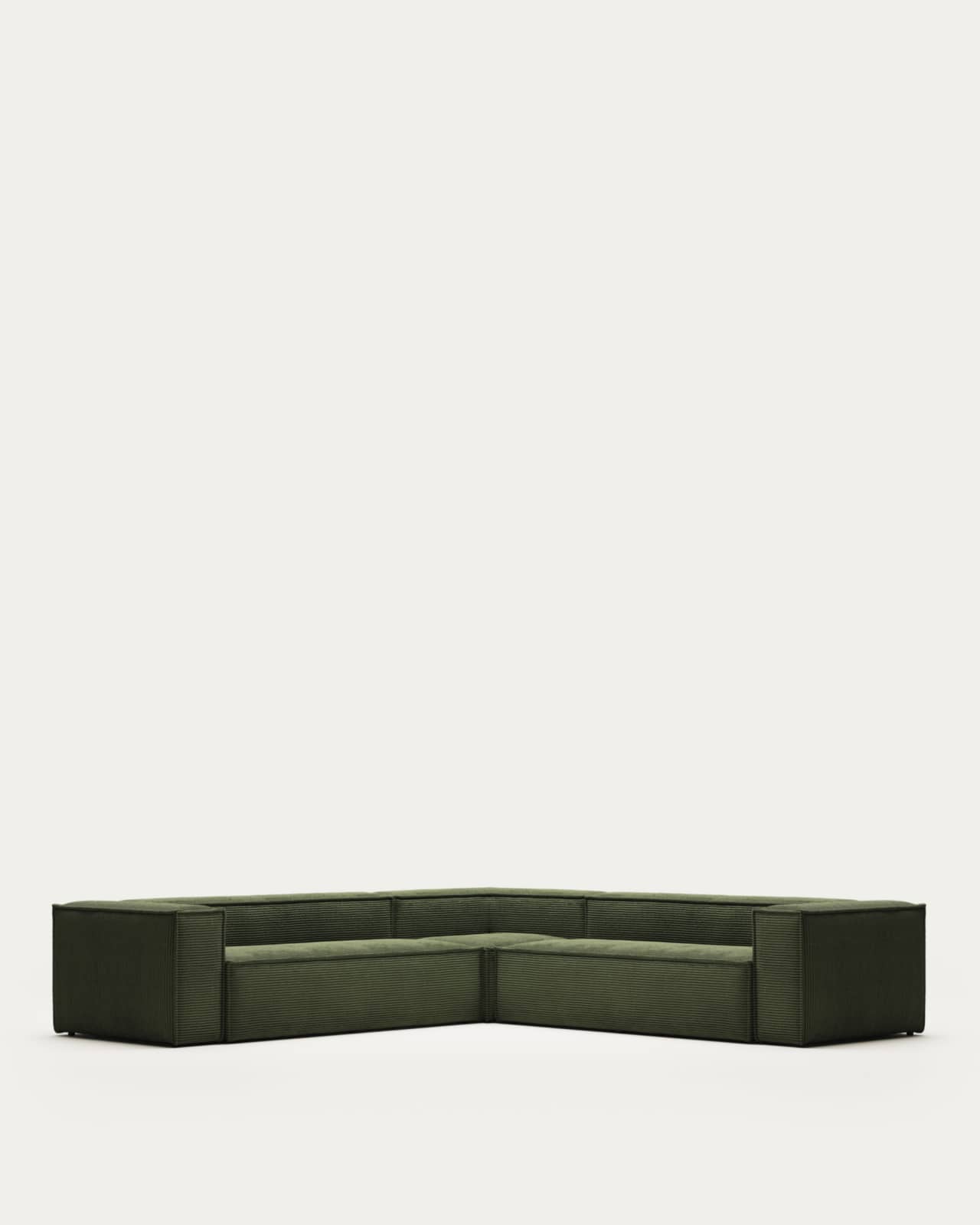 Blok 6 seater corner sofa in green corduroy, 320 x 320 cm FR