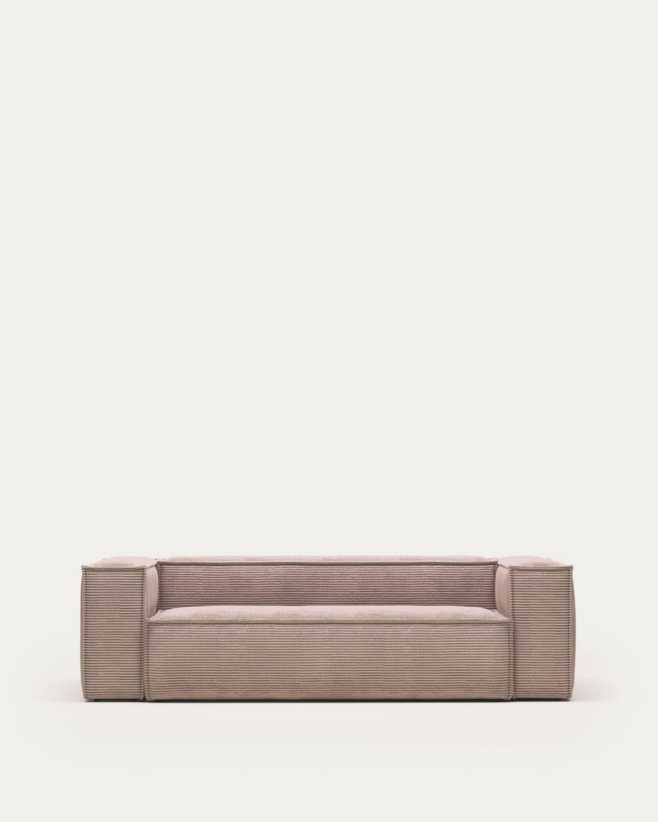 Blok 3 seater sofa in pink corduroy, 240 cm FR