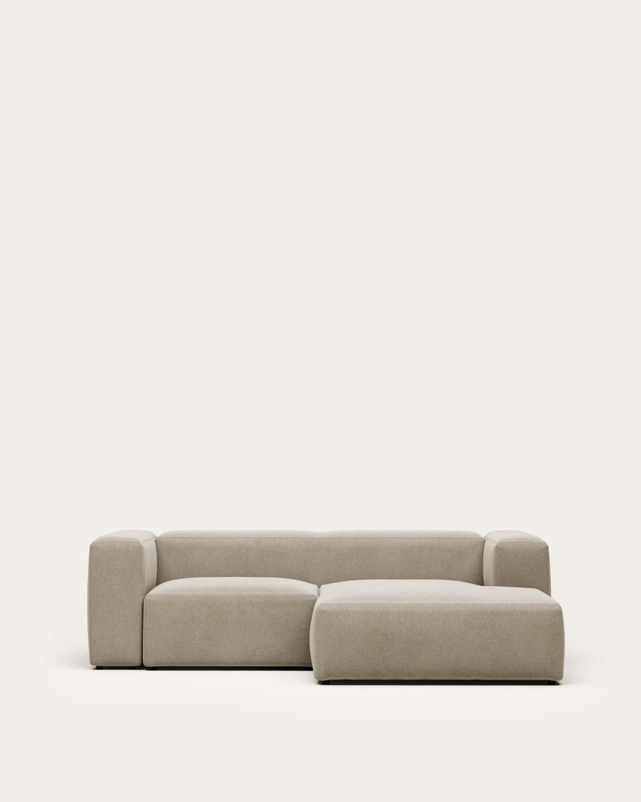 Blok fire-retardant 2-seater sofa with right chaise longue in beige chenille 240cm