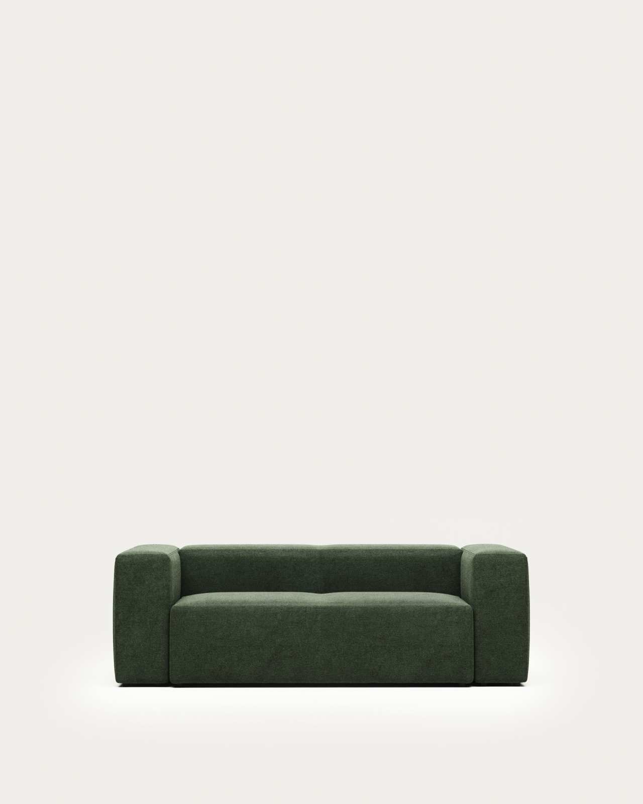 Blok fire-retardant 2-seater sofa in green chenille 210cm