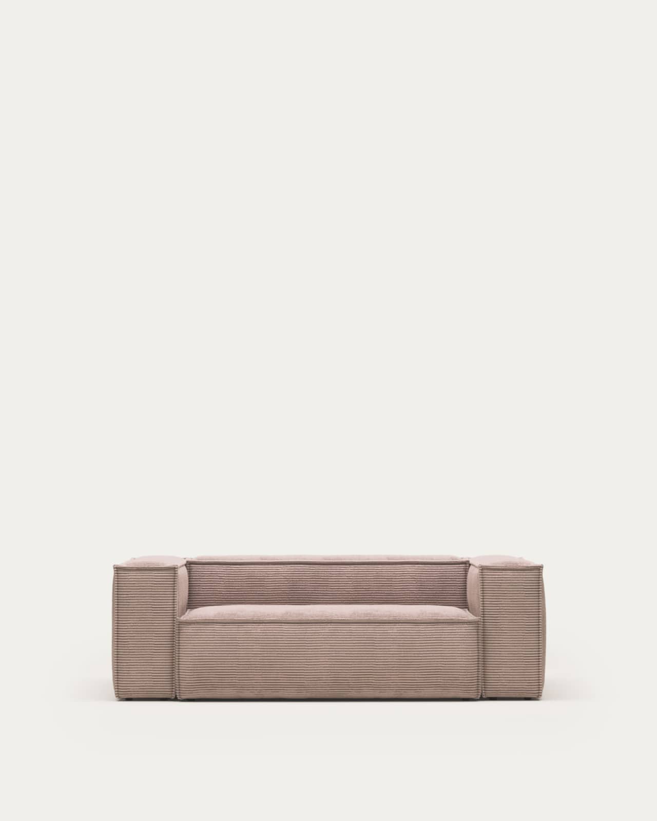 Blok fire-retardant 2-seater sofa in thick pink corduroy 210cm FSC Mix Credit