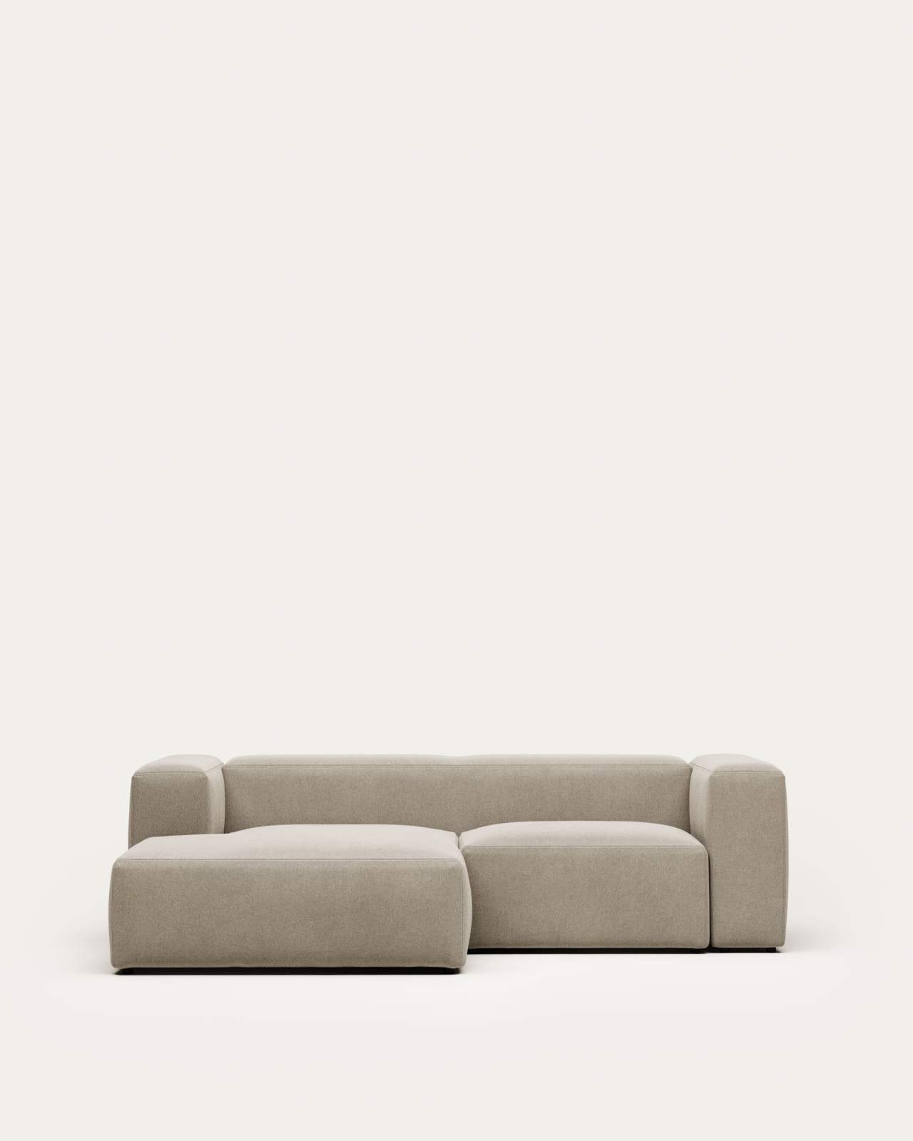 Blok fire-retardant 2-seater sofa with left chaise longue in beige chenille 240cm