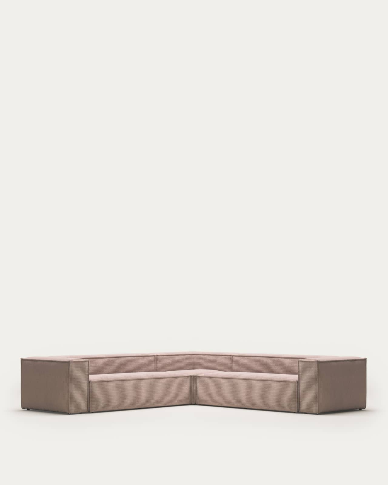 Blok 6 seater corner sofa in pink corduroy, 320 x 320 cm FR