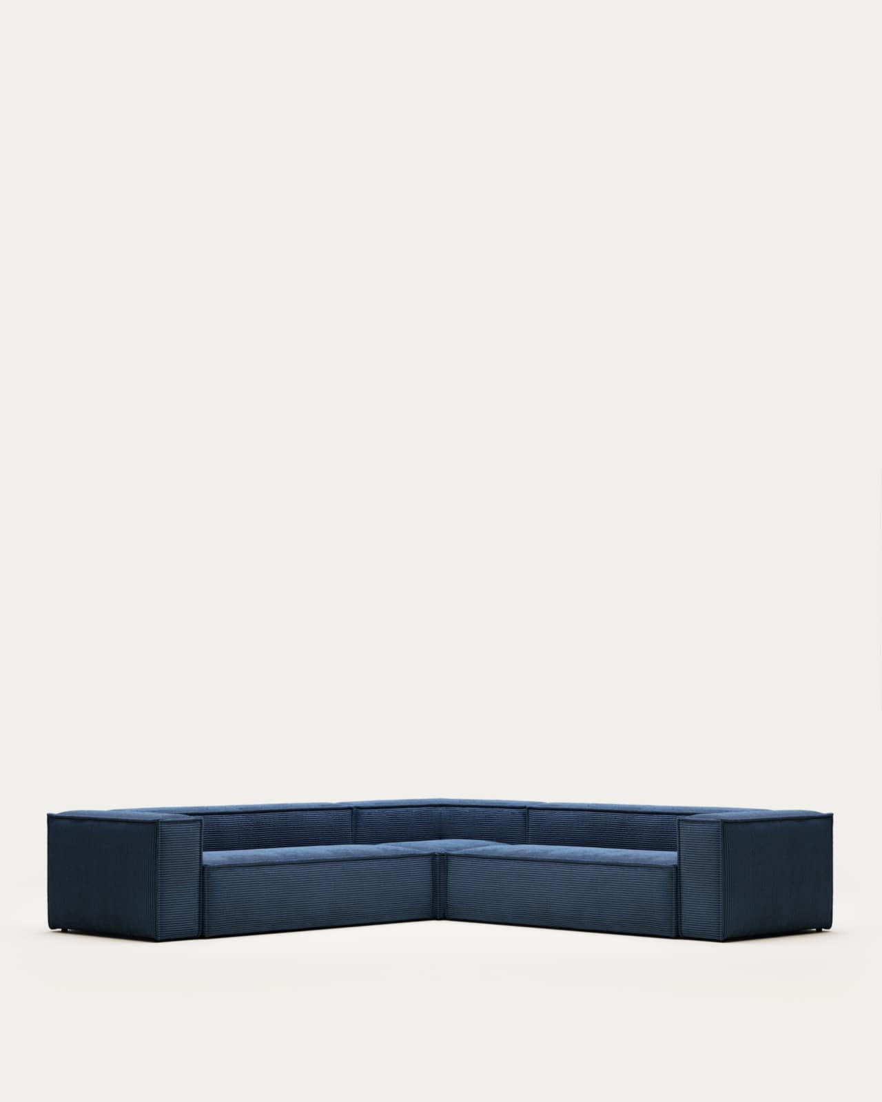 Blok 6 seater corner sofa in blue corduroy, 320 x 320 cm FR