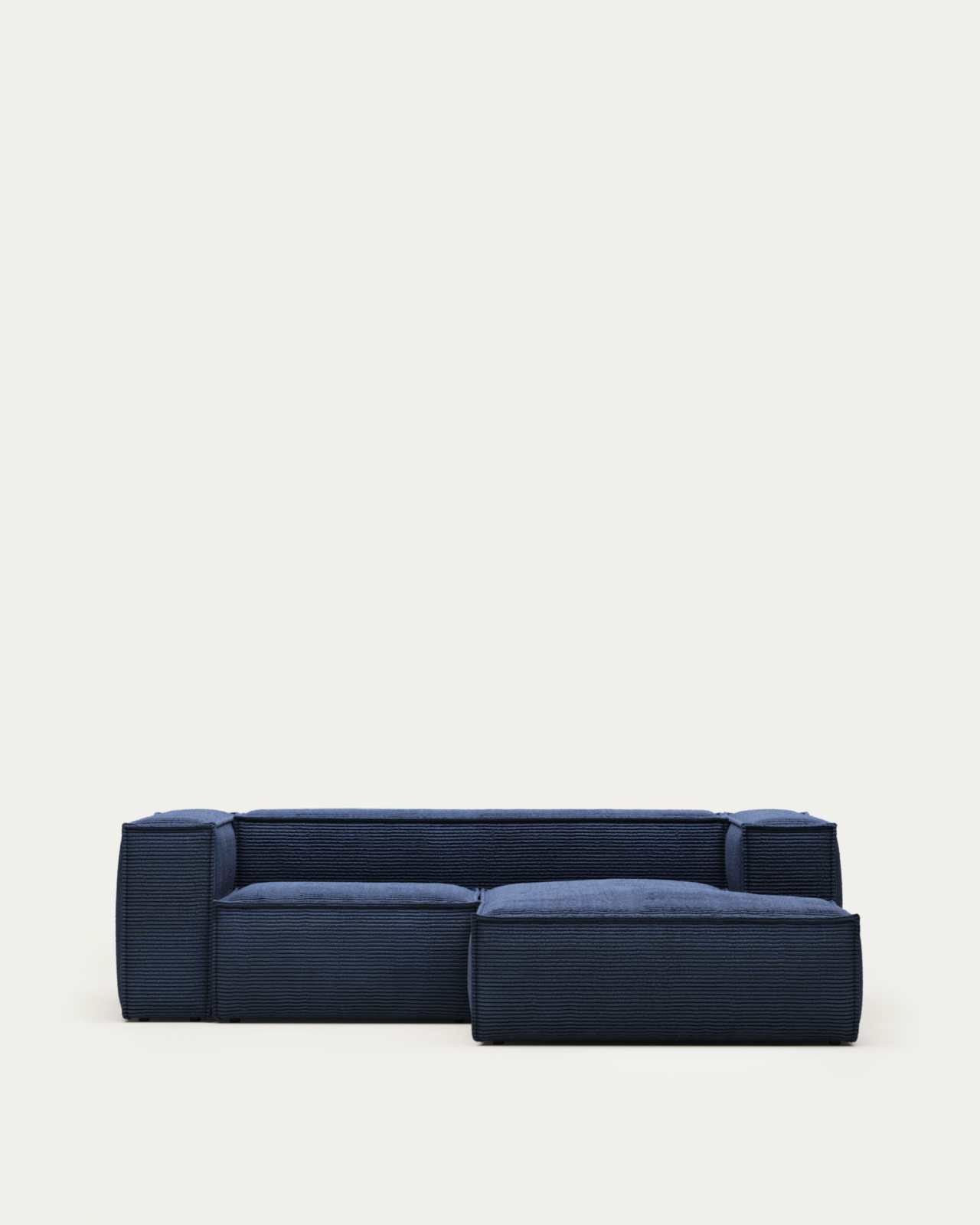 Blok 2 seater sofa with right side chaise longue in dark blue, 240 cm FR