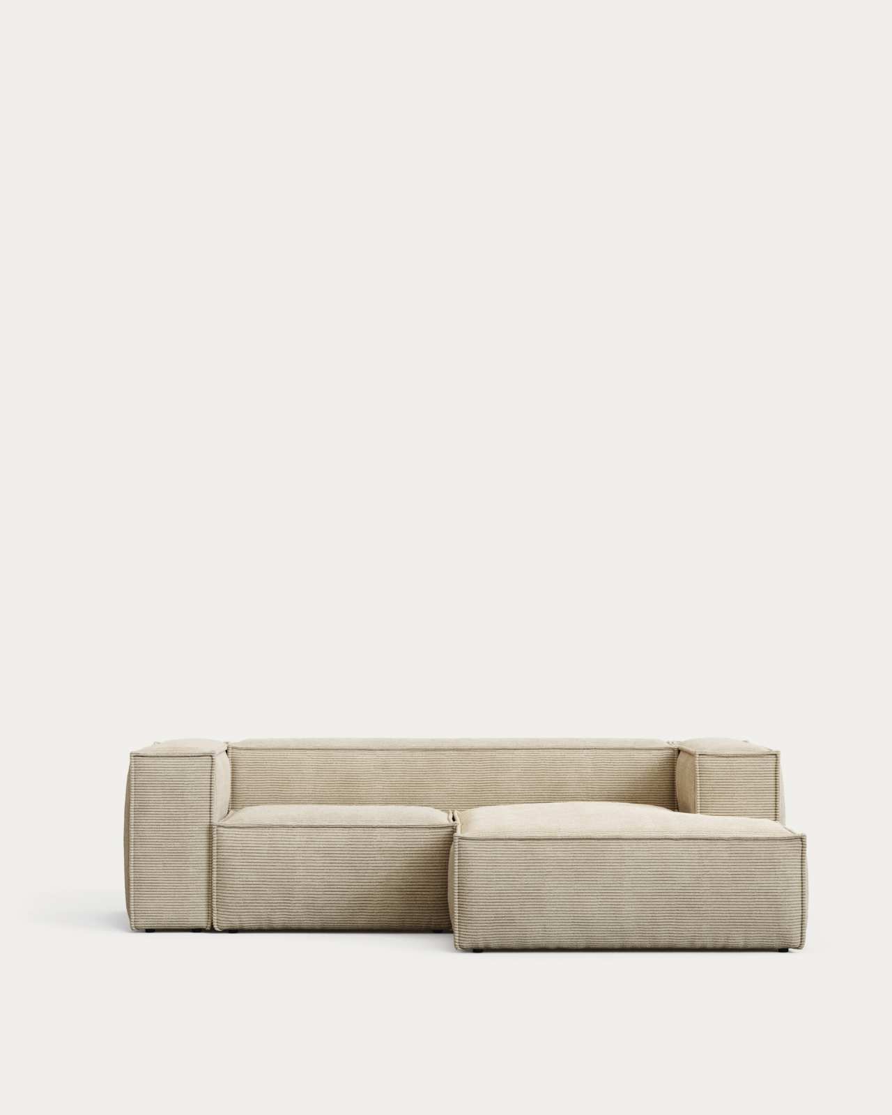 Blok 2-seater right chaise longue sofa in natural thick corduroy 240cm FSC Mix Credit