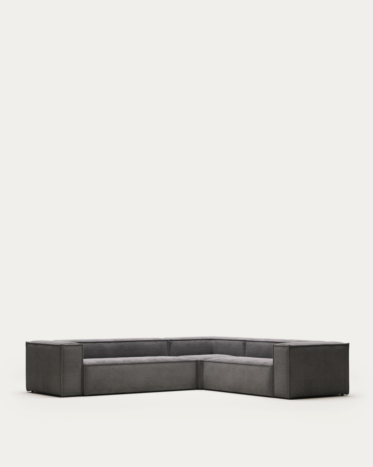 Blok 5 seater corner sofa in grey wide seam corduroy, 320 x 290 cm / 290 x 320 cm FR
