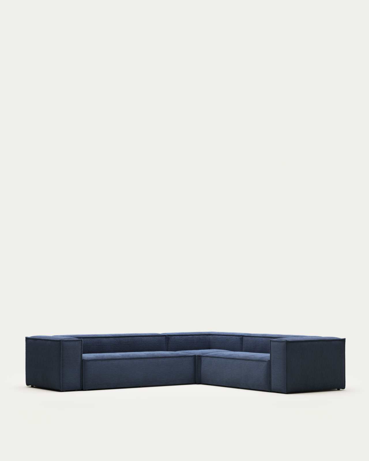 Blok 5 seater corner sofa in blue wide seam corduroy, 320 x 290 cm / 290 x 320 cm FR