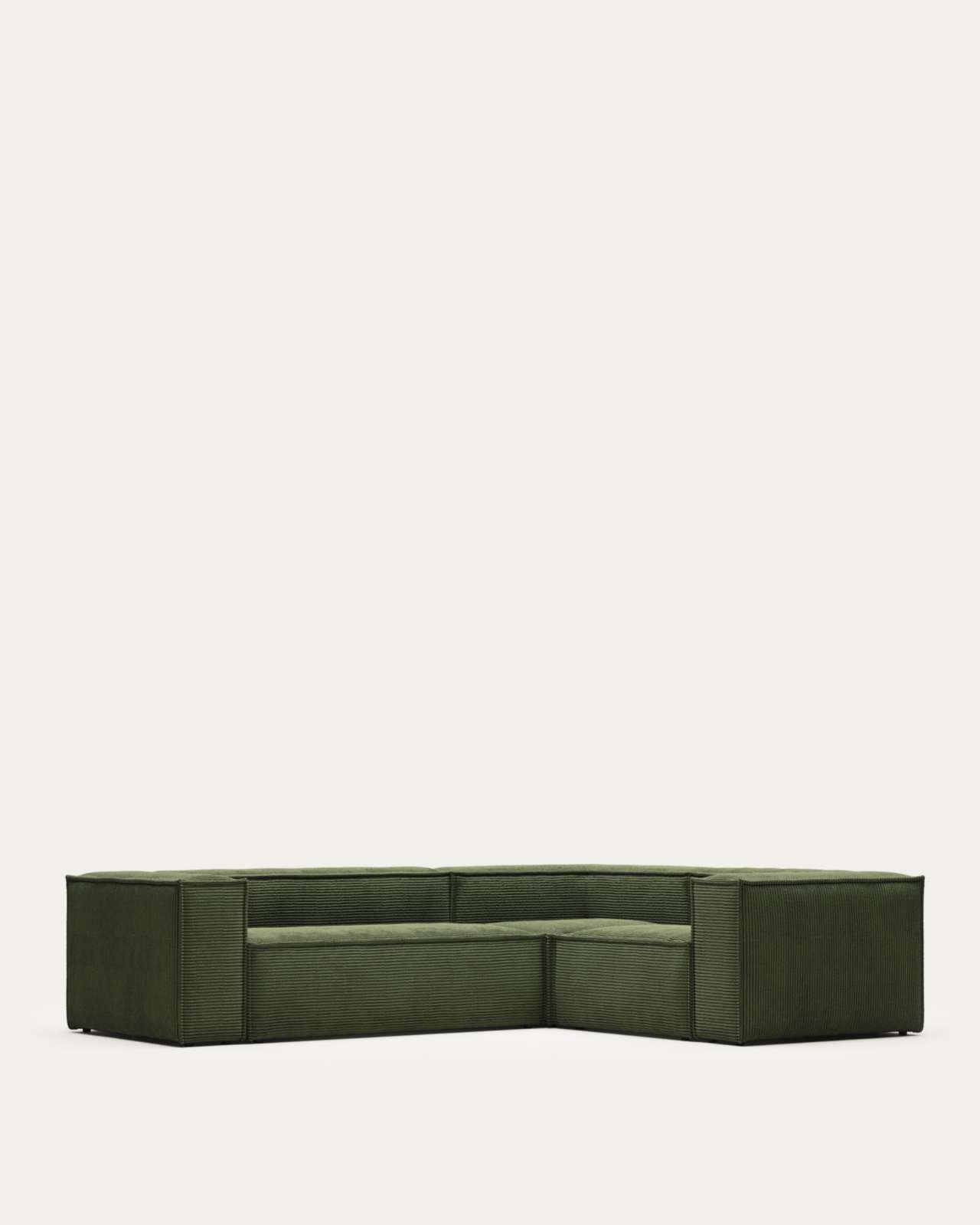 Blok fire-retardant 3-seater corner sofa in thick green corduroy 290 x 230cm/230 x 290cm FSC Mix Credit