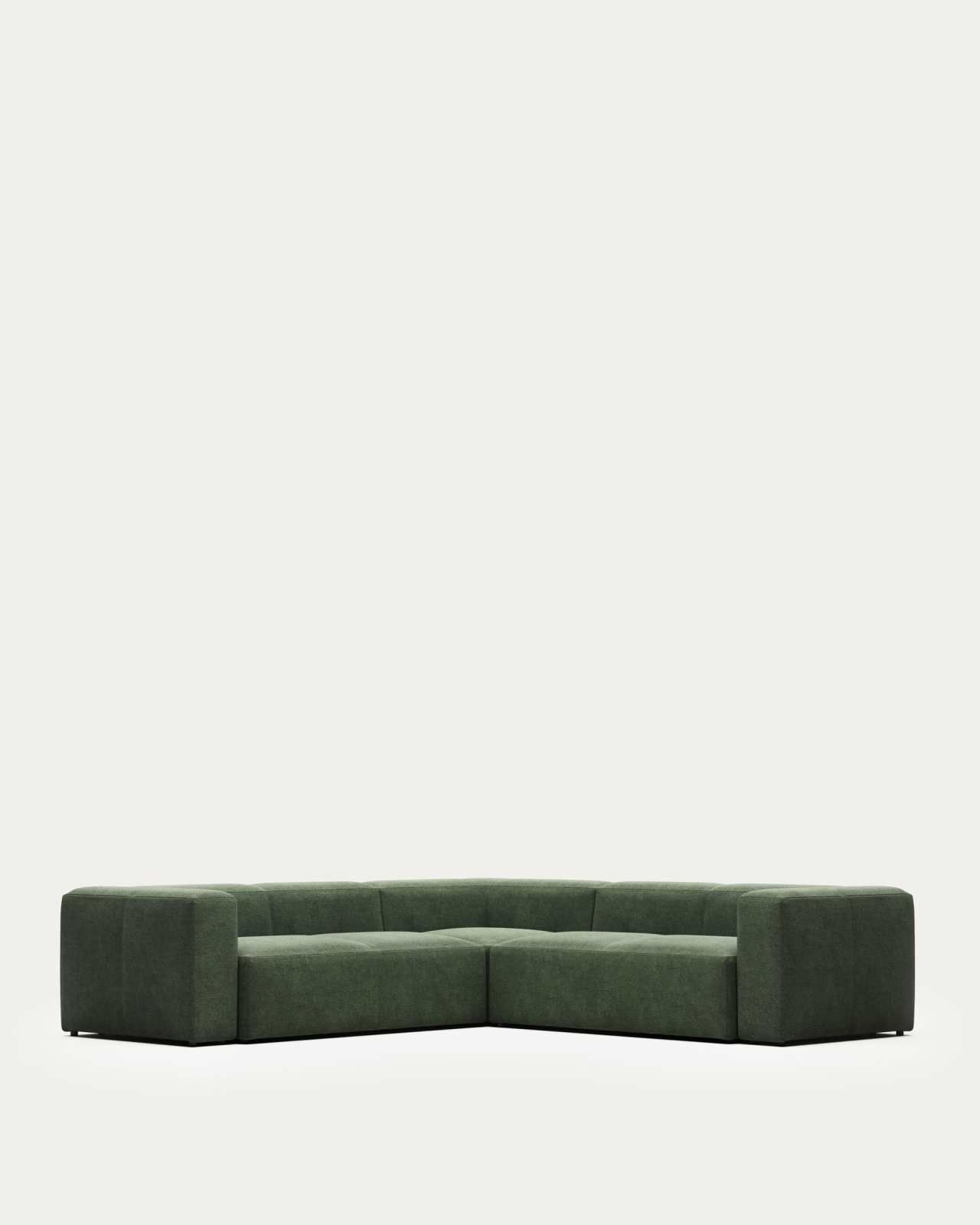 Blok fire-retardant 4-seater corner sofa in green chenille 290 x 290cm