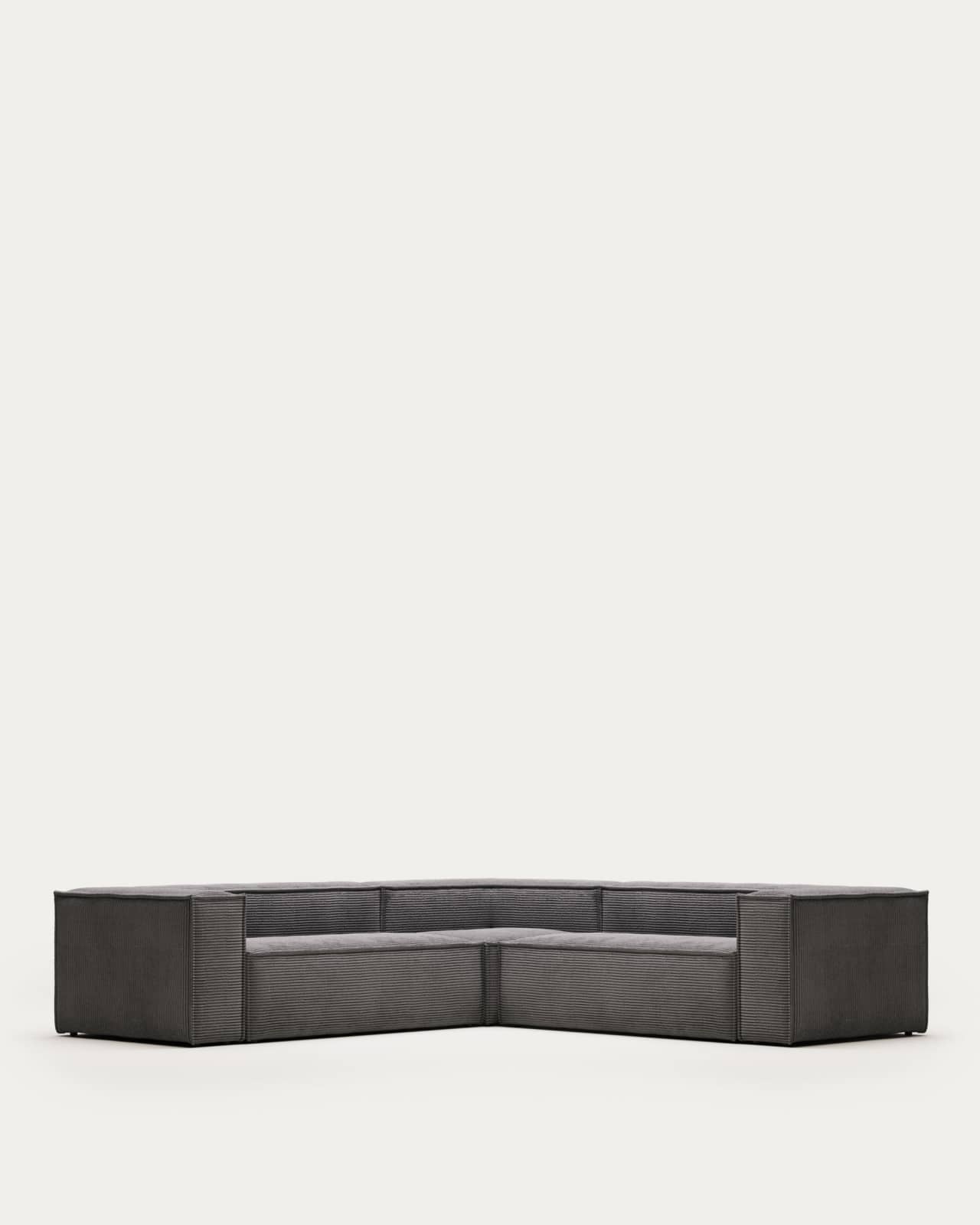 Blok 4 seater corner sofa in grey corduroy, 290 x 290 cm FR