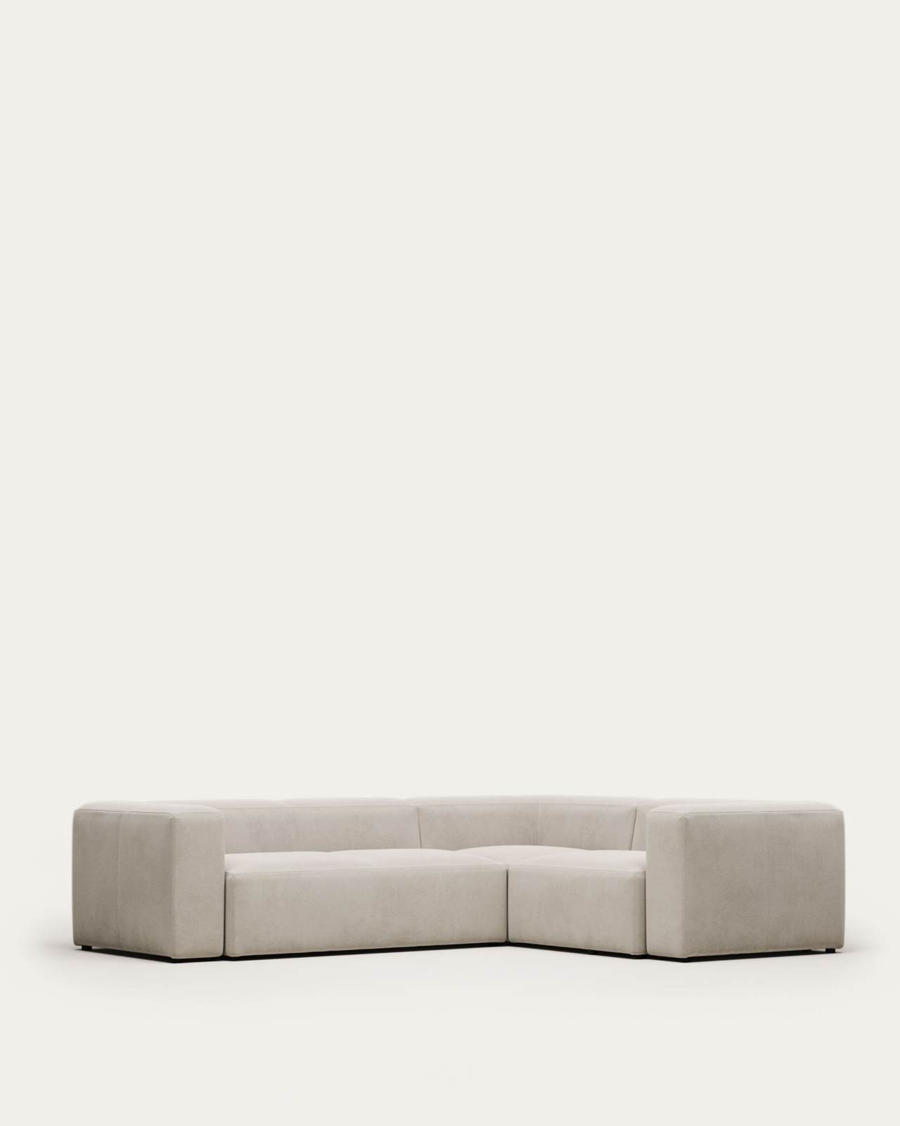 Blok fire-retardant 3-seater corner sofa in white chenille 290 x 230cm/230 x 290cm