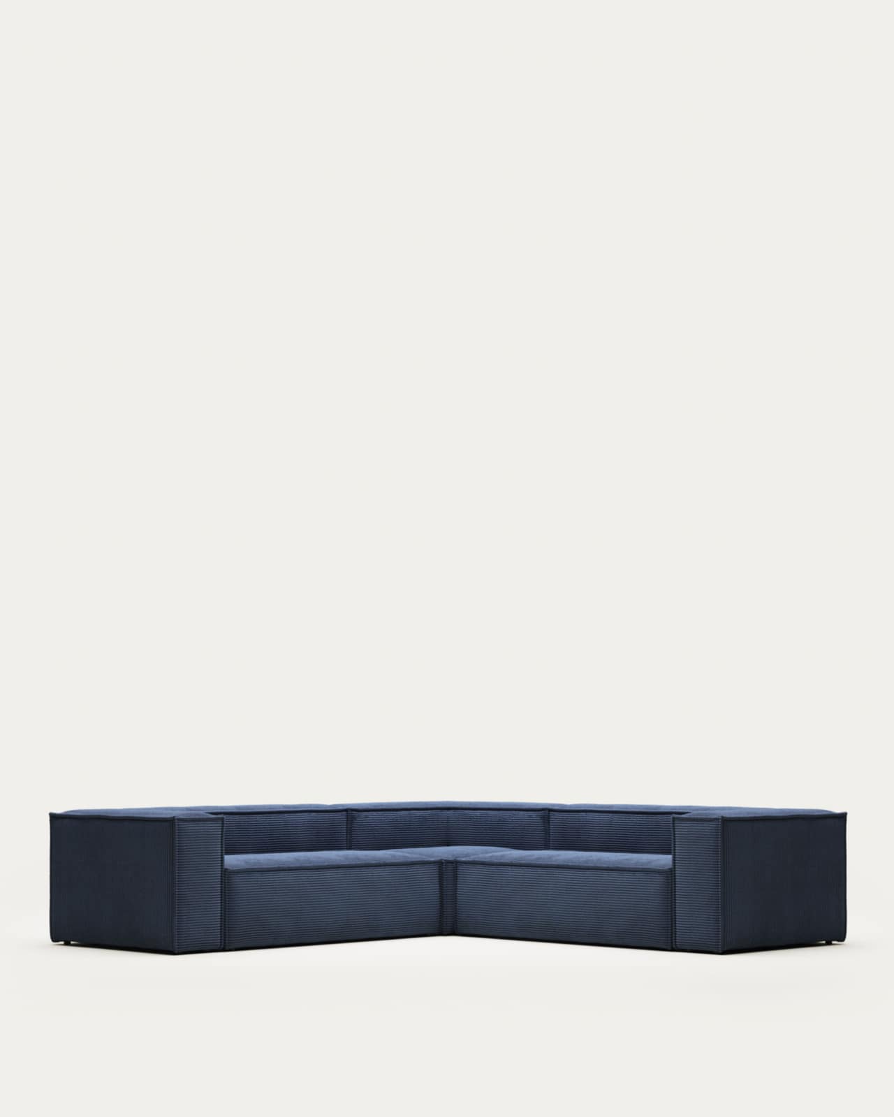 Blok 4 seater corner sofa in blue corduroy, 290 x 290 cm FR