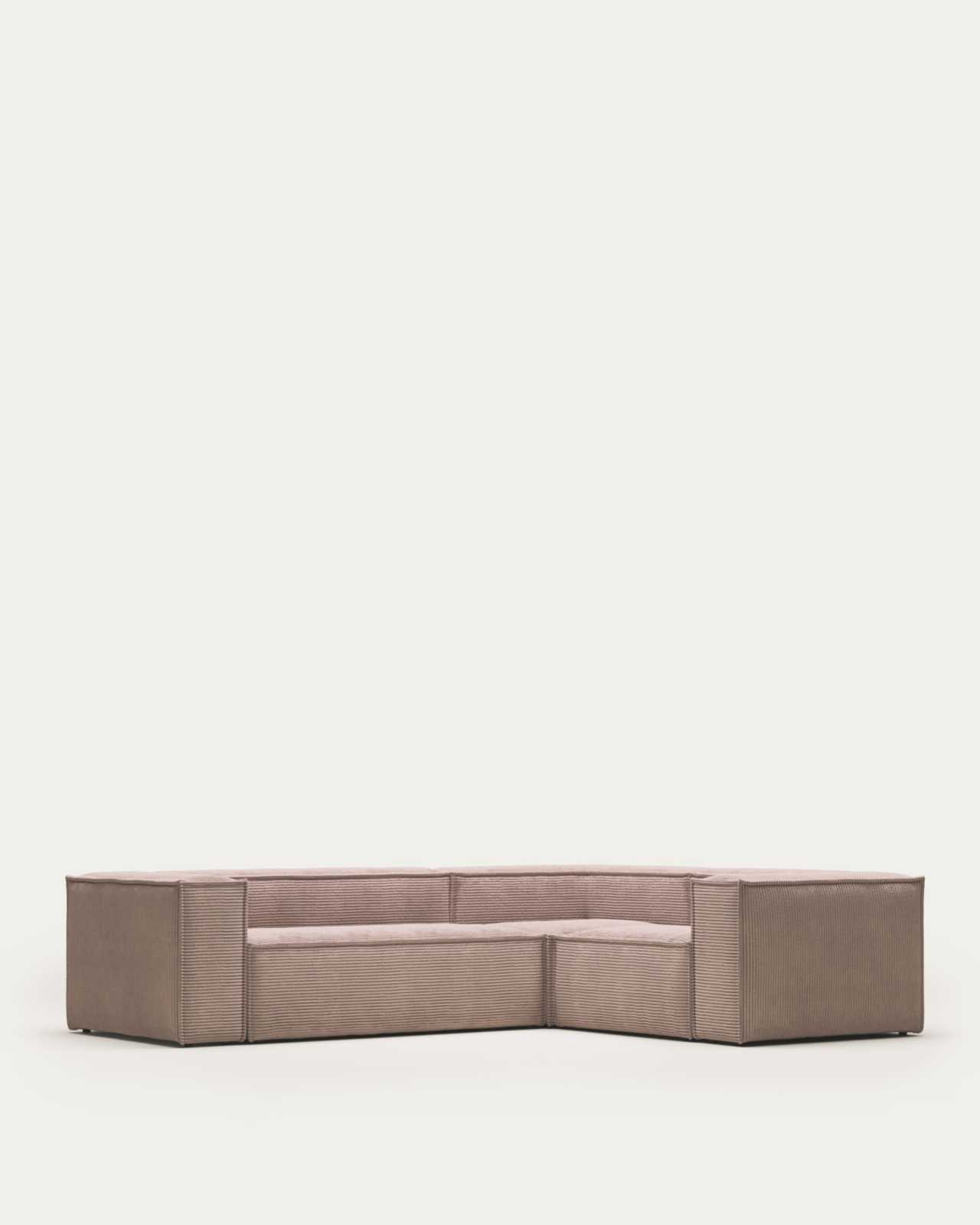 Blok 3 seater corner sofa in pink wide seam corduroy, 290 x 230 cm / 230 cm 290 cm FR