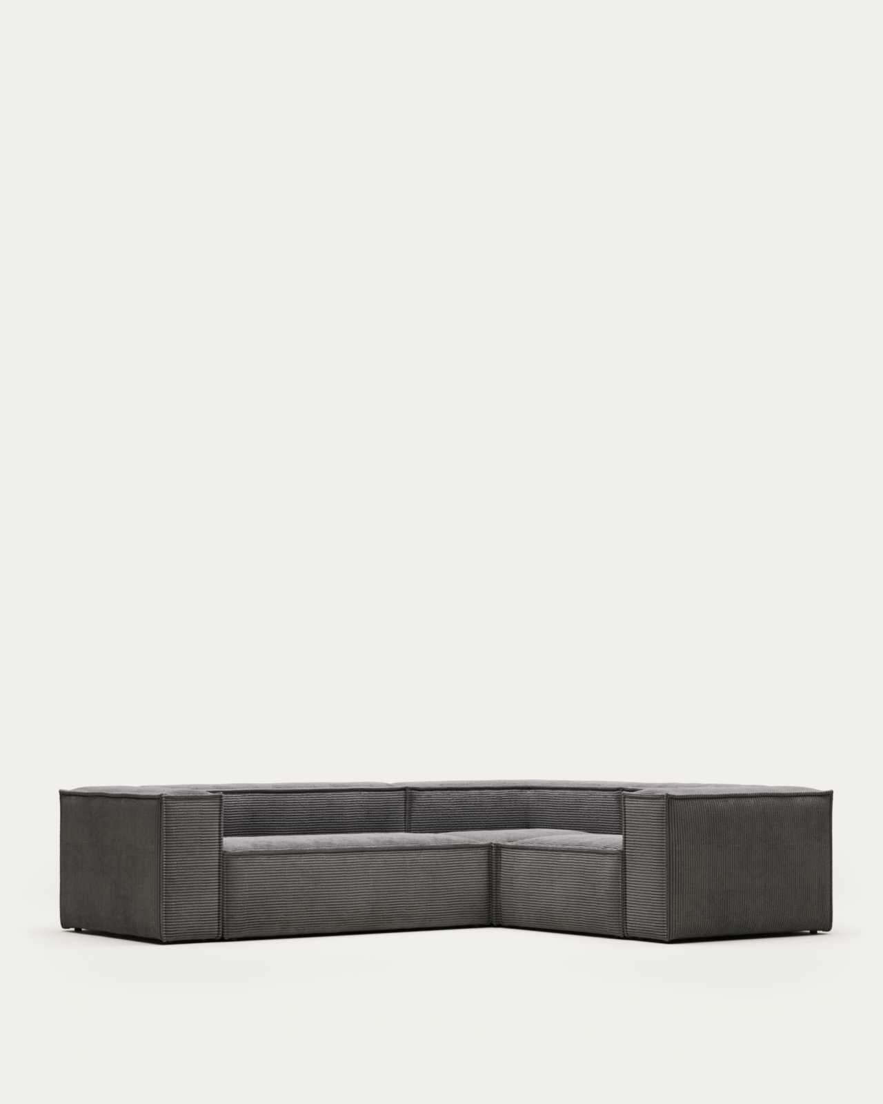 Blok fire-retardant 3-seater corner sofa in thick grey corduroy 290 x 230cm/230 x 290cm FSC Mix Credit
