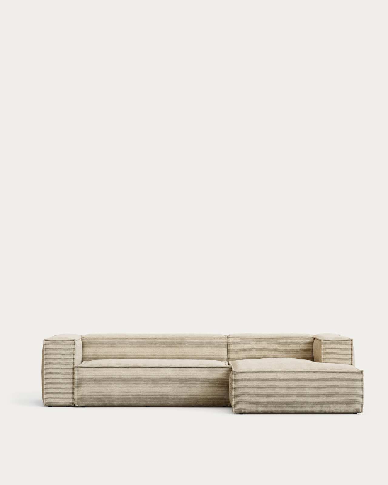 Blok 3-seater right chaise longue sofa in natural thick corduroy 300cm FSC Mix Credit