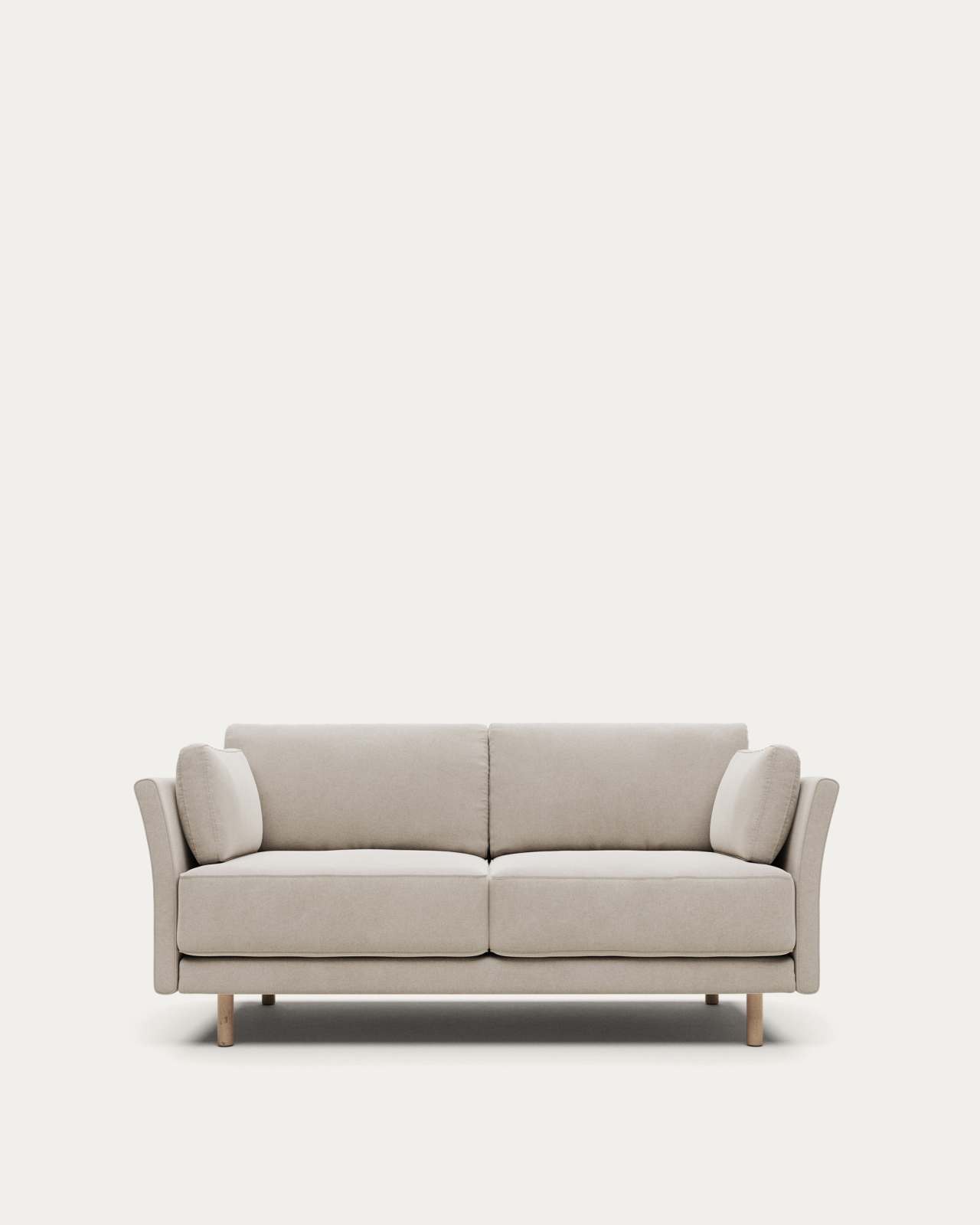 Gilma fire-retardant 2-seater sofa in white chenille with natural-finish legs 170cm