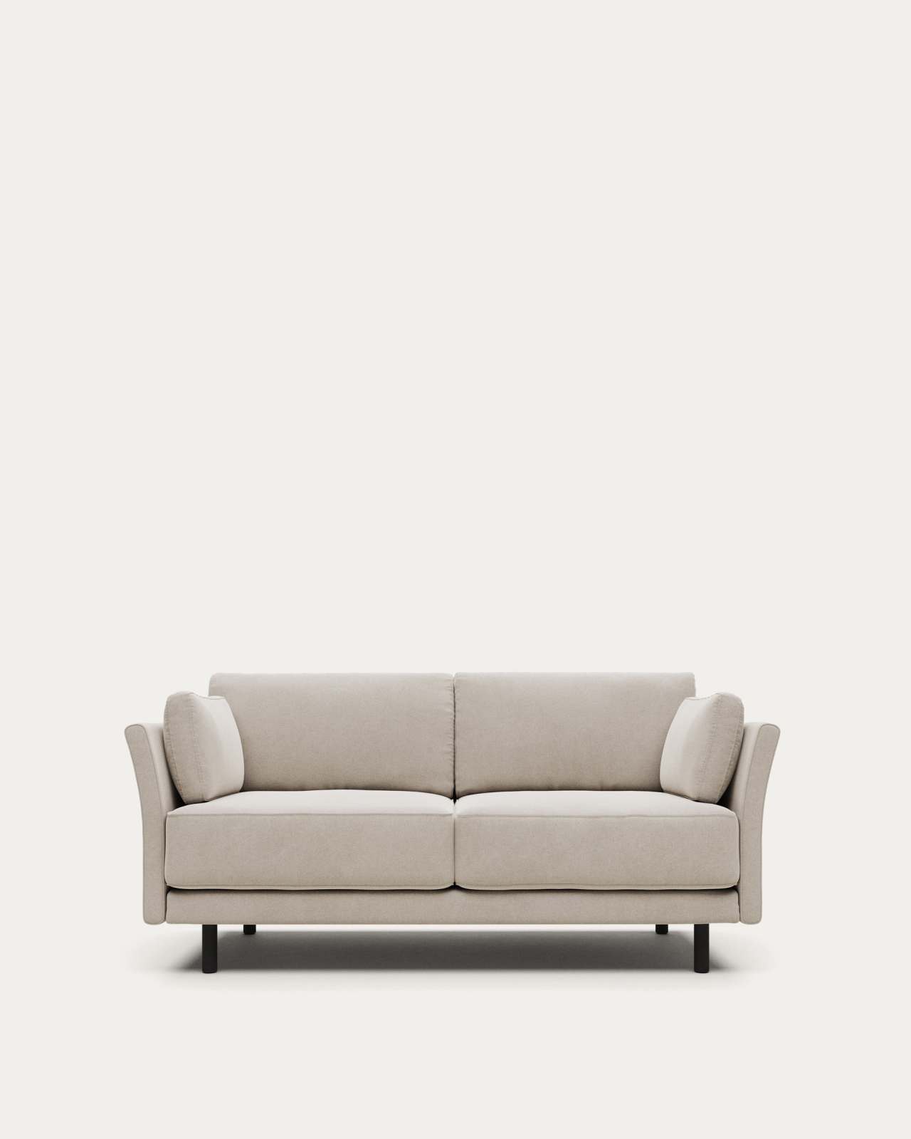 Gilma fire-retardant 2-seater sofa in white chenille with black-finish legs 170cm