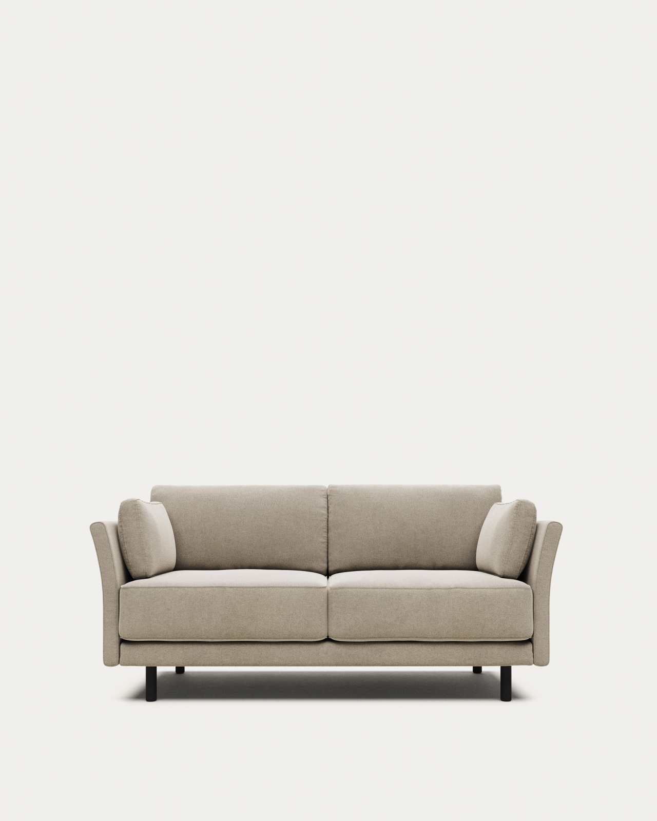 Gilma fire-retardant 2-seater sofa in beige chenille with black-finish legs 170cm