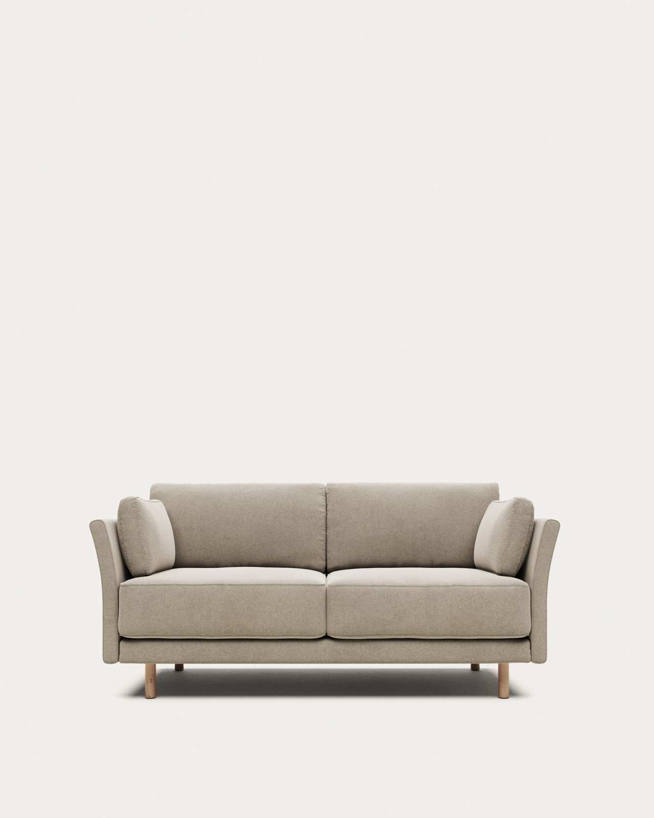 Gilma fire-retardant 2-seater sofa in beige chenille with natural-finish legs 170cm